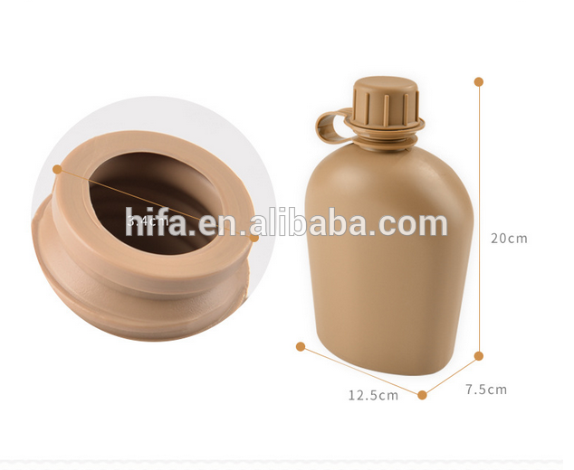 Army canteen set plastic water bottle and stainless steel canteen cup with sand blasting surface