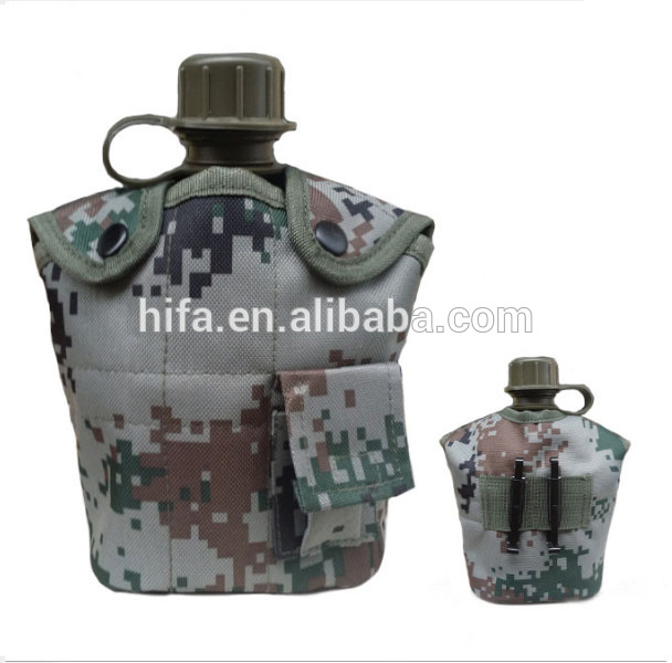 military canteen plastic water bottle with aluminum cup and cover